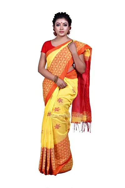 Attractive Cotton Silk Embroidered Saree with Blouse piece