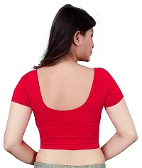 PU Fashion Cotton Lycra Readymade Stretchable Blouse for Women (Red) Size XL-thumb1