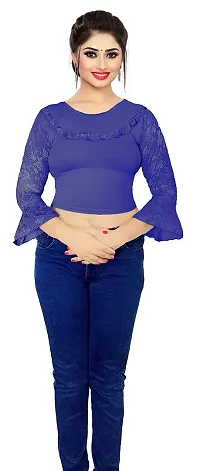 PU Fashion Women's Readymade Stretchable Blouse Crop Top