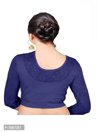 PU Fashion Women's Cotton Lycra Readymade Stretchable Saree Blouse Crop top (Size L,XL,XXL)-thumb2