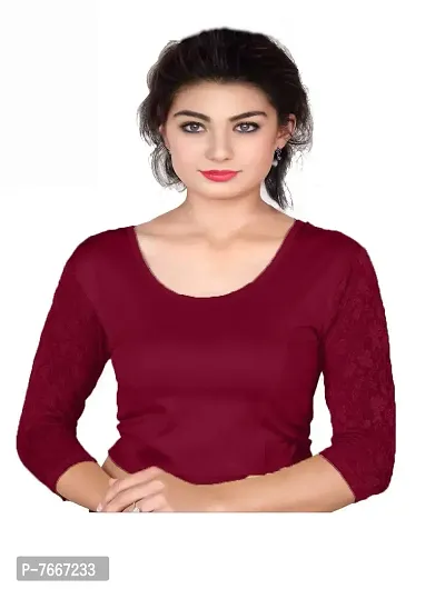 PU Fashion Women's Cotton Lycra Readymade Stretchable Saree Blouse Crop top (Size L,XL,XXL)-thumb0