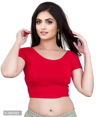 PU Fashion Cotton Lycra Readymade Stretchable Blouse for Women (Red) Size XL-thumb0