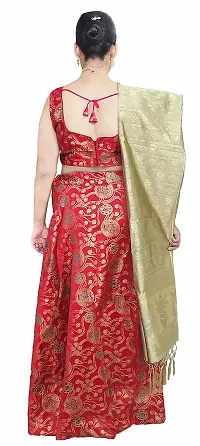 Readymade Stitched Lehenga Choli set for Women Benaras Jecquard Wedding Sangeet Bridal Lehenga/Ghaghra (Free Size) (Red)-thumb1