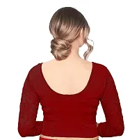 PU Fashion Readymade Blouse for Women Cotton Lycra Stretchable Blouse 3/4th Sleeves (Maroon) Size XL-thumb1