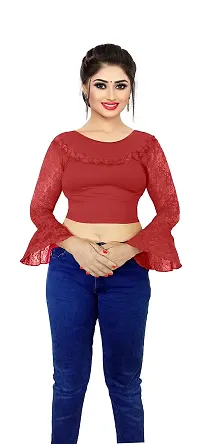 PU Fashion Women's Readymade Stretchable Blouse Crop Top
