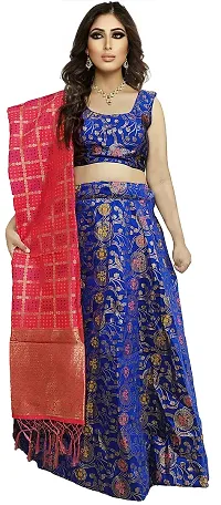 Readymade Stitched Lehenga Choli set for Women Benaras Jecquard Wedding Sangeet Bridal Lehenga/Ghaghra (Free Size)