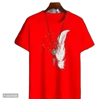 Reliable Red Cotton Blend Printed Round Neck Tees For Men-thumb0