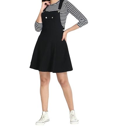 Black Cotton Spandex Dungaree