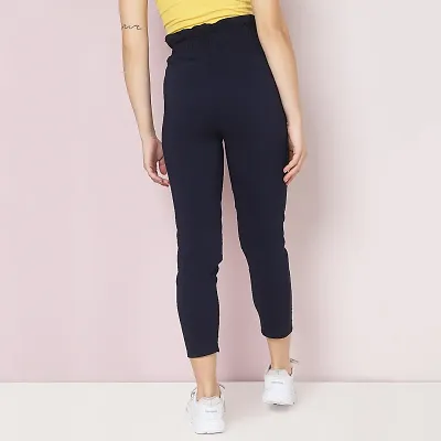 Buy Annabelle By Pantaloons Women Navy Blue Urban Slim Fit Self Design  Formal Trousers  Trousers for Women 2400956  Myntra