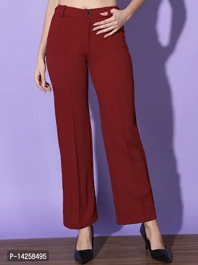 Buy STOP Solid Straight Fit Cotton Lycra Women's All Occasions Pants |  Shoppers Stop
