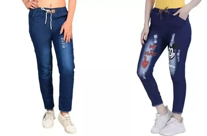 Elegant Solid Jeans For Girls-Pack Of 2