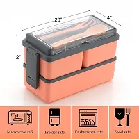 SOMNATH 3 Compartment Lunch Box for Office Men and Lunch Box for Kids, Microwave Safe Lunch Boxes (Pack of 1,( PINK )Plastic), 1400 ML-thumb1