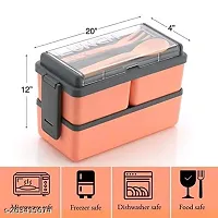 somnath Lunch Box 3 compartments, Bento Box Adult Lunch Box, Lunch Box Containers for Toddler/Kids/Adults,3 Compartments  Fork, Leak-Proof, Microwave/Dishwasher/Freezer Safe (combo green pink )-thumb3