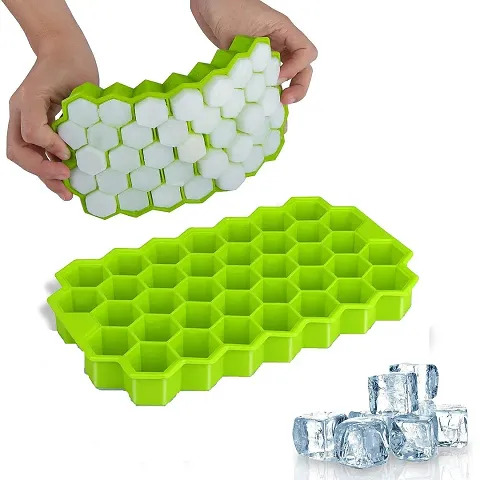 2 Pack Silicone Ice Cube Trays with Flexible 37-Ice Trays BPA Free(Pack of 2) Assorted Color