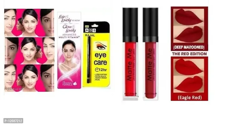 Melbon liquid lipstick pack of 2,ads kajal1,Fair and lovely25gm cream1