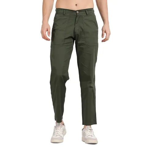 Stylish Green Cotton Baggy Style Cargo Pants For Men