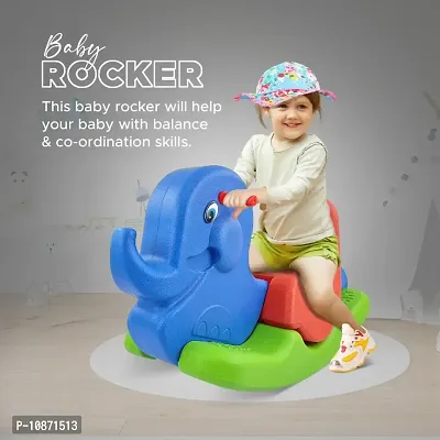 Elephant Shaped Baby Rocker for 2 Years+, Kids Rocker , Toddler Baby Rocker, Rocker for Kids, Kids Ride on - Multicolor-thumb0