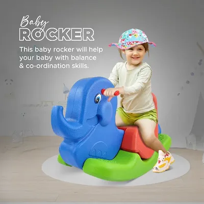 Elephant Shaped Baby Rocker for 2 Years+, Kids Rocker , Toddler Baby Rocker, Rocker for Kids, Kids Ride on - Multicolor