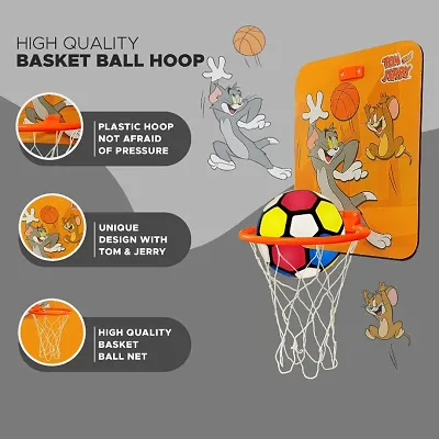 Tom Jerry Shaped Portable Hanging Basketball Board with Ring Net  Ball for Kids, Basketball Board for Boys and Girls, Indoor and Outdoor Games- Basketball Baord