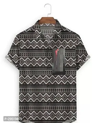 Reliable Black Cotton Blend Printed Short Sleeves Casul Shirts For Men-thumb0