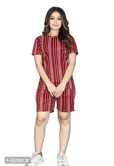 Trendy Polycotton Printed T-shirt With Shorts Night Dress For Women-thumb0