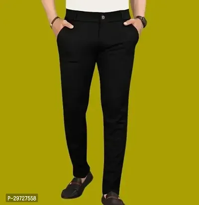 Stylish Lyocell Solid Casual Trouser For Men-thumb0