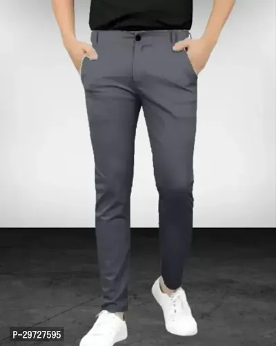 Stylish Lyocell Solid Casual Trouser For Men-thumb0