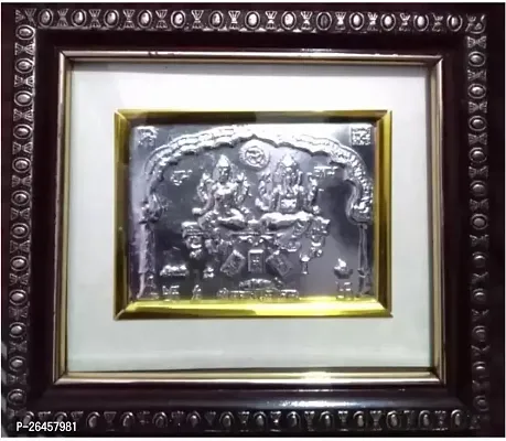 Laxmi Ganesh Ji Silver Plated Photo With Frame For Pooja And Gift Religious Frame-thumb0
