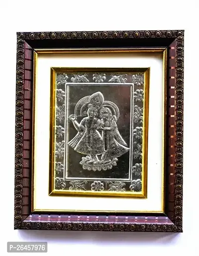 Radha Krishna Silver Plated Photo With Frame For Home Pooja And Gift Religious Frame