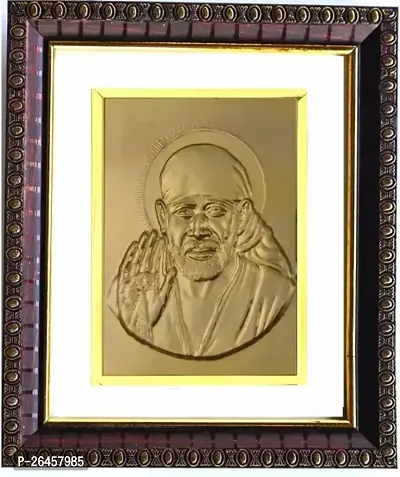 Sai Baba Gold Plated Photoframe For Pooja In Home Temple And Gift Religious Frame