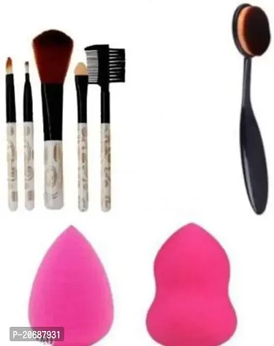 Nisha's store makeup brush set of 5 1 oval brush and 2 sponge-thumb0