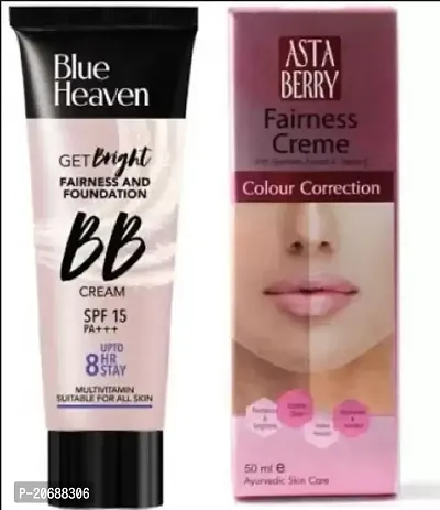 BLUE HEAVEN BB cream, Cream Blush Foundation 30G  Astabeery Fairness Cream 50ML Compact (Cream Blush, 80 g)