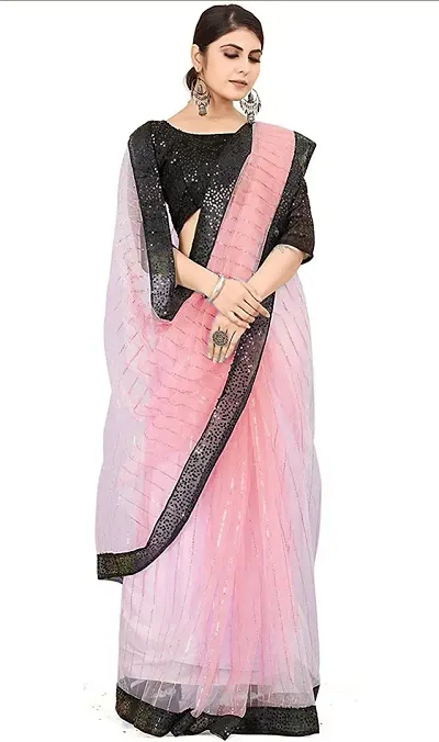 Elegant Net Women Saree with Blouse piece