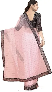 Elegant Pink Net Women Saree with Blouse piece-thumb2