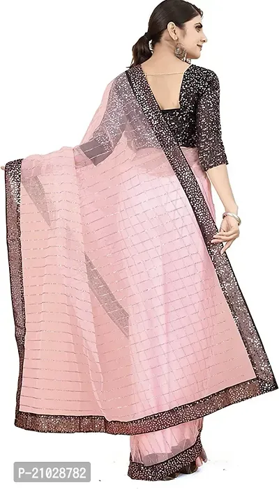 Elegant Pink Net Women Saree with Blouse piece-thumb3