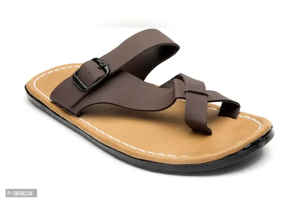 Elegant Beige Synthetic Leather Solid Men's Slip-On Slippers