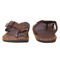 Elegant Brown Synthetic Leather Solid Men's Slip-On Slippers-thumb3