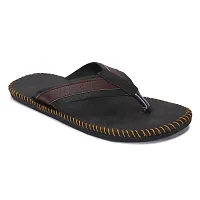 Elegant Black Synthetic Leather Solid Men's Slip-On Slippers-thumb1