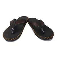 Elegant Black Synthetic Leather Solid Men's Slip-On Slippers-thumb3