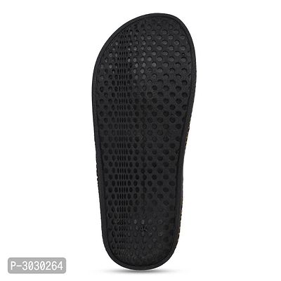 Elegant Black Synthetic Leather Solid Men's Slip-On Slippers-thumb5