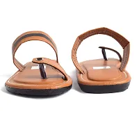 Elegant Brown Synthetic Leather Solid Men's Slip-On Slippers-thumb2