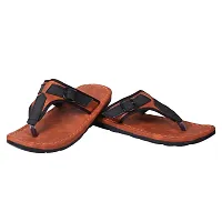 Tan Synthetic Leather Slippers For Men-thumb1