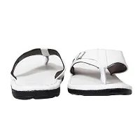 Elegant White Synthetic Leather Solid Men's Slip-On Slippers-thumb2