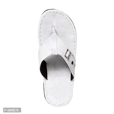 Elegant White Synthetic Leather Solid Men's Slip-On Slippers-thumb5