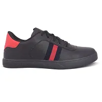 Alluring Black Synthetic Leather Self Design Men's Sneakers-thumb2