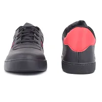 Alluring Black Synthetic Leather Self Design Men's Sneakers-thumb3