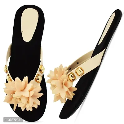 Elegant Beige Solid Synthetic Women's Slippers-thumb2