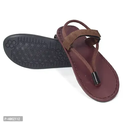 Stylish Brown Synthetic Leather Slippers For Men-thumb3