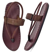 Stylish Brown Synthetic Leather Slippers For Men-thumb1
