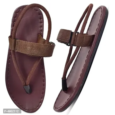 Stylish Brown Synthetic Leather Slippers For Men-thumb2
